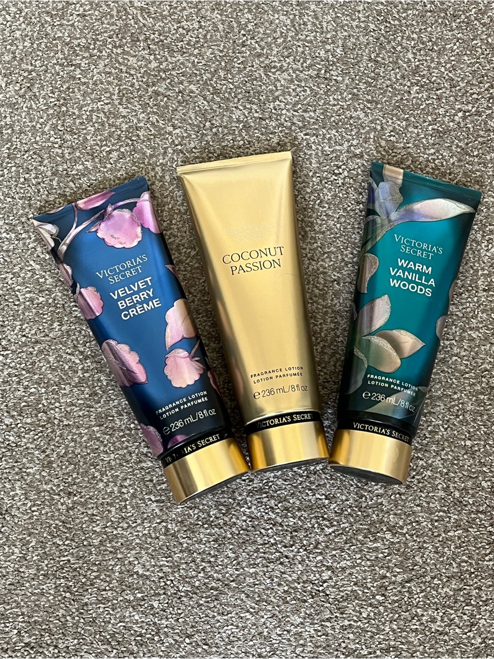 Victoria's Secret 3 set of lotion Velvet Berry, Coconut, Warm Vanilla Woods